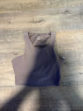 Balance Collection Ribbed High-Neck Crop Top - Taupe